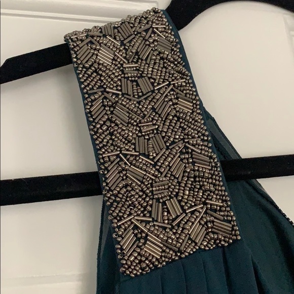 Calvin Klein Teal Silver Beaded 1 Shoulder Dress - Picture 11 of 11